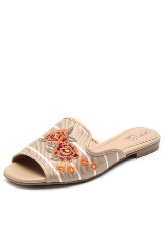 Mule Beira Rio Floral Bege