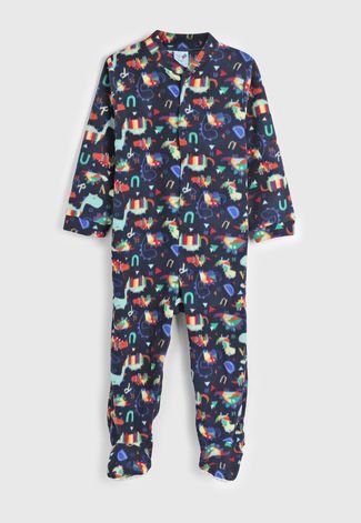 Pijama Bebê Tip Top Longo Estampado Azul-Marinho