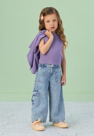 Calça Infantil Sarja Jeans Mon Sucré 10 Azul