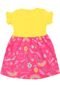 Vestido For Girl Manga Curta Menina Amarelo - Marca For Girl