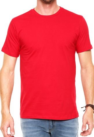 Camiseta FiveBlu Manga Curta Basic Colors Decote Careca Vermelha