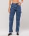Calça Jeans Wide Loose Cargo Feminina Cintura Alta Abertura Lateral 22767 Escura Consciência - Marca Consciência