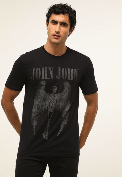 Camiseta John John Reta Estampada Preta - Marca John John