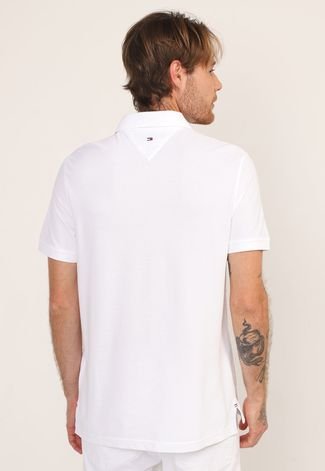 Camisa Polo Tommy Hilfiger Reta Bordada Branca - Compre Agora