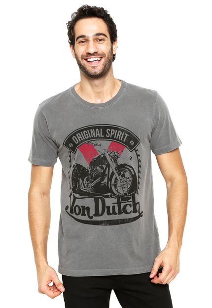 Camiseta Von Dutch Estampada Cinza - Marca Von Dutch 