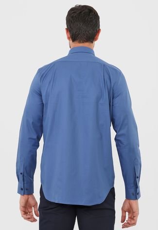 Camisa Lacoste Reta Bolso Logo Azul