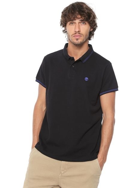 Camisa Polo Timberland Slim 4 Stripes Preta - Marca Timberland