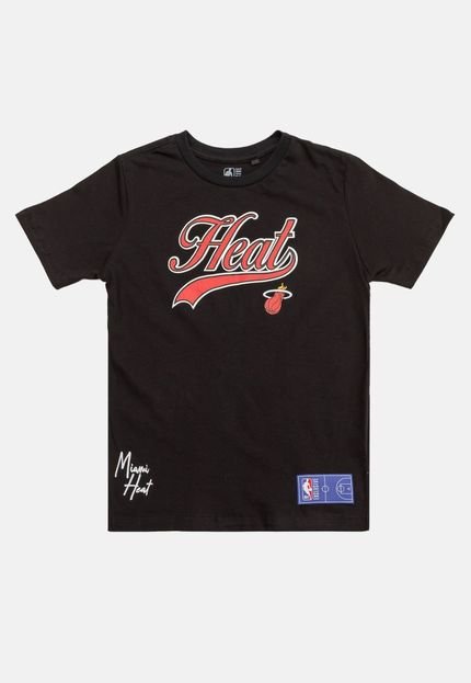 Camiseta NBA Juvenil Old Logo Miami Heat Preta - Marca NBA