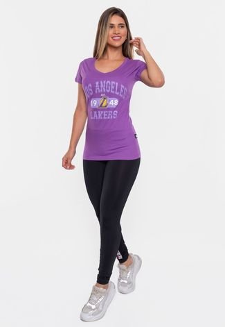 Camiseta NBA Feminina Club Los Angeles Lakers Purple Swirl