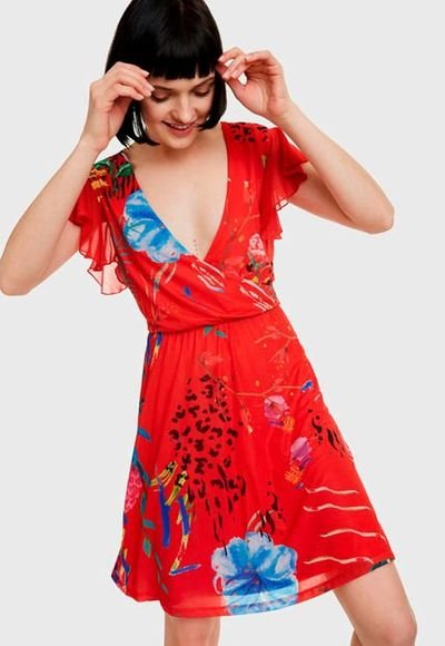 Vestido Desigual Corto Rojo - Calce Regular - Compra Ahora Dafiti Chile