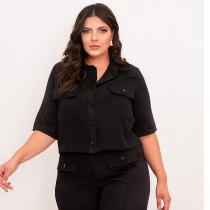 Conjunto Plus Size Feminino  Alfaiataria Ana Maya  Preto - Marca Ana Maya Curves