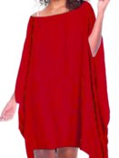 Vestido Kaftan Saída Curto Acetinado Liso Vermelho - Marca 101 Resort Wear