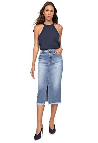 Saia jeans hot sale midi dudalina