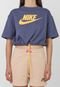 Camiseta Cropped Nike Sportswear W Nsw Icn Clsh Top Azul - Marca Nike Sportswear