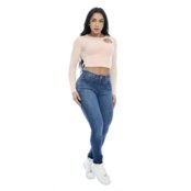 Calça Jeans Feminina Skinny Levanta Bumbum Azul Escuro Estonado Emporio Alex - Marca Emporio Alex