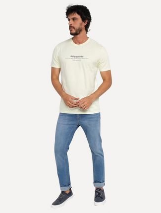 Camiseta Calvin Klein Jeans Masculina Daily Reminder Amarelo Claro