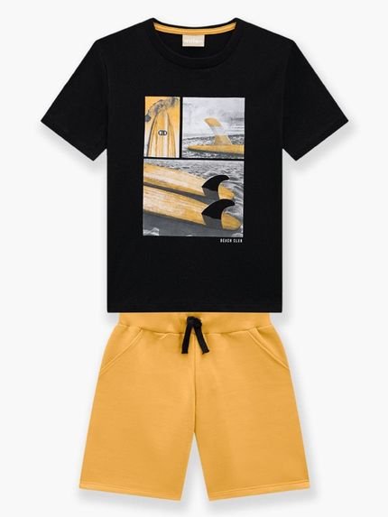 Conjunto Infantil Menino Camiseta   Bermuda Milon Preto - Marca Milon