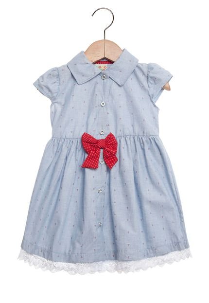 Vestido Manga Curta Have Fun Chambra Infantil Azul. - Marca Have Fun