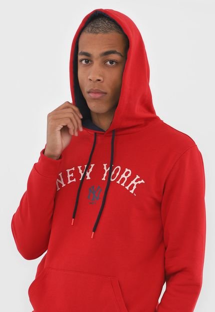 Blusa de Moletom Flanelada Fechada New Era New York Yankees MLB Vermelho - Marca New Era