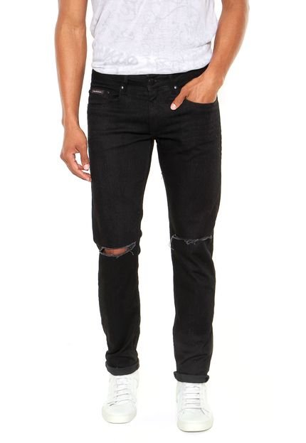 Calça Sarja Calvin Klein Jeans Bolsos Preta - Marca Calvin Klein Jeans