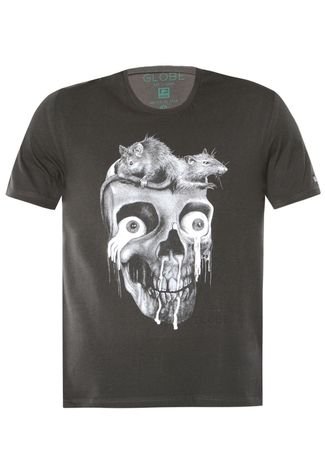 Camiseta Globe Skin Rat Skull Off Preta
