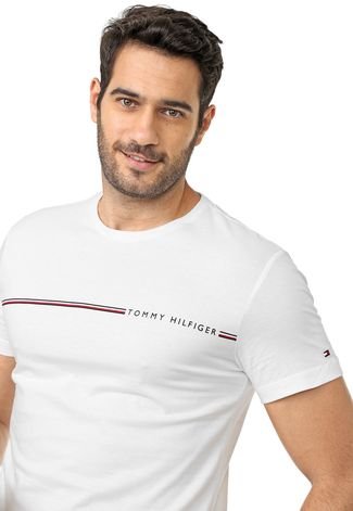Camiseta Tommy Hilfiger Listrada Branca - Compre Agora