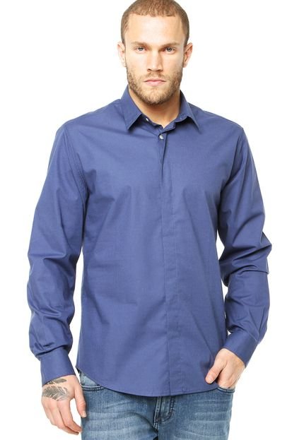 Camisa Colcci Slim Simple Azul - Marca Colcci