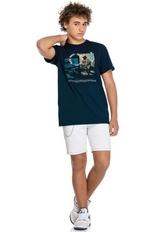 Camiseta Juvenil Menino Beats Music Party Elian Azul Marinho