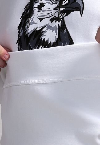 Blusa de Moletom Flanelada Fechada AX ARMANI EXCHANGE Logo Branca