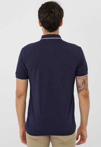 Camisa Polo Forum Reta Frisos Azul-Marinho