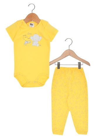 Kit 2pçs Body BB2 Baby Menina Amarelo
