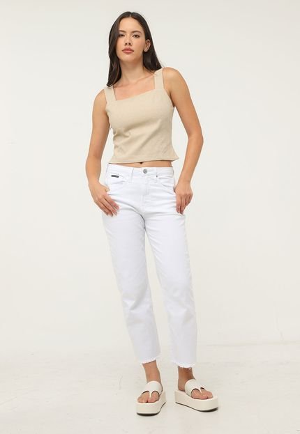 Regata Cropped Calvin Klein Jeans Lisa Bege - Marca Calvin Klein Jeans