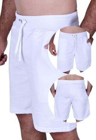 Bermuda Masculina Moletom Shorts Moleton Use Miron Branco