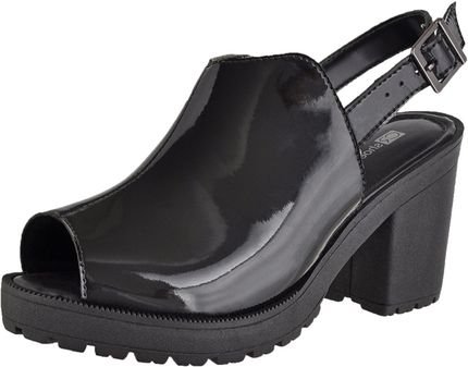 Sandália Oxford CR Shoes Aberta Confort Verniz Preta - Marca CR Shoes