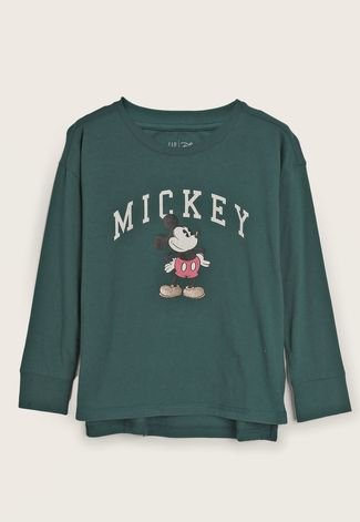 Camiseta Infantil GAP Mickey Mouse Verde