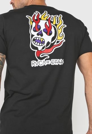 Camiseta RVCA Etam Skull Fire Preta