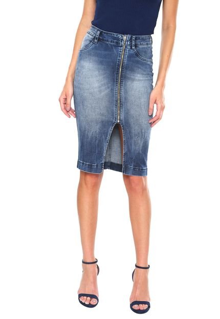 Saia Jeans Osmoze Curta Pockets Azul - Marca Osmoze