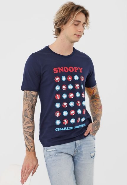 Camiseta Snoopy Coleção 70 anos Estampada Azul-Marinho - Marca Snoopy