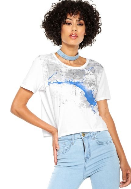 Camiseta Cropped Calvin Klein Jeans Estampada Branca - Marca Calvin Klein Jeans