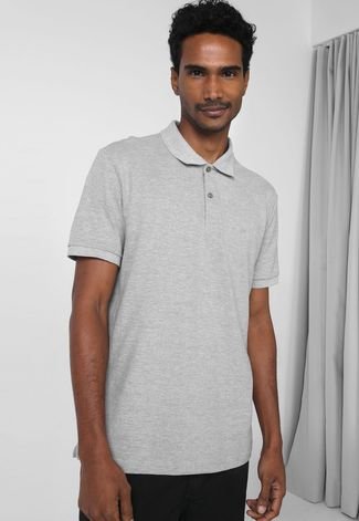 Camisa Polo Calvin Klein Reta Logo Cinza - Compre Agora