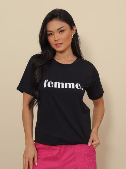 Camiseta Femme Preto - Marca Aura