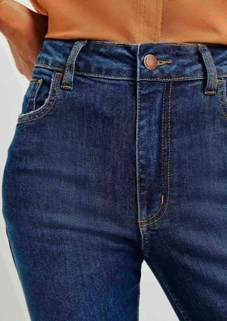 Calça Jeans Feminina Flare Cintura Média Com Elastano
