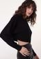 Suéter Cropped Tricot Forever 21 Oversized Preto - Marca Forever 21
