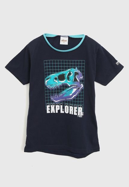 Camiseta Elian Infantil Dinossauro Azul-Marinho - Marca Elian