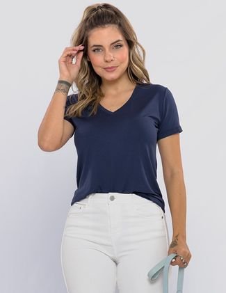 Camiseta Gola V - Azul Marinho - Perfit