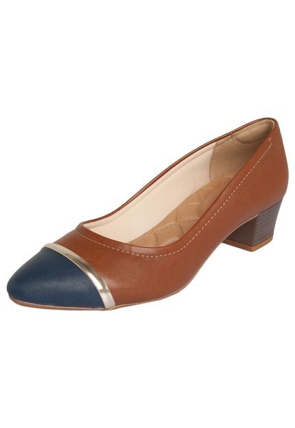 Scarpin FiveBlu Bicolor Marrom - Marca FiveBlu