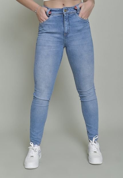Calça Skinny Feminina Dialogo Jeans Marmorizada Cintura Alta Com Bolsos - Marca Dialogo Jeans