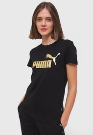 Polera Puma ESS+ Metallic Logo Tee Negro - Calce Regular