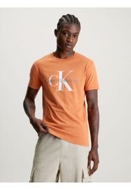 Camiseta Slim Con Monograma Hombre Naranja Calvin Klein