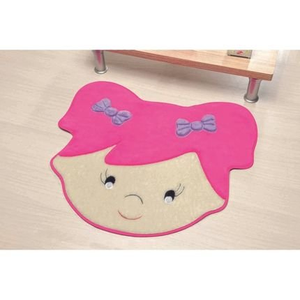 Tapete Formato com Antiderrapante Menina Sara - 72 cm x 60 cm - Pink - Marca Guga Tapetes